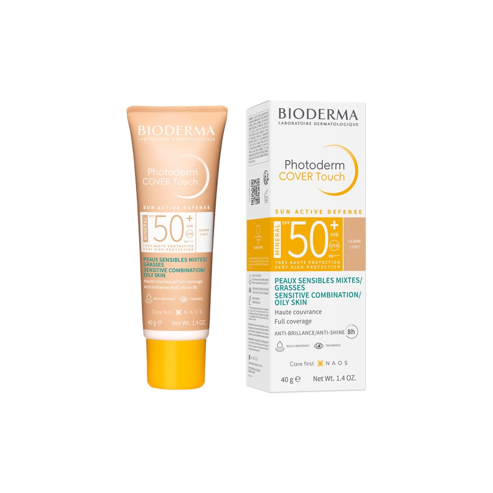 Bioderma photoderm солнцезащитный минеральный крем cover touch с очень светлым оттенком 40мл SPF50+