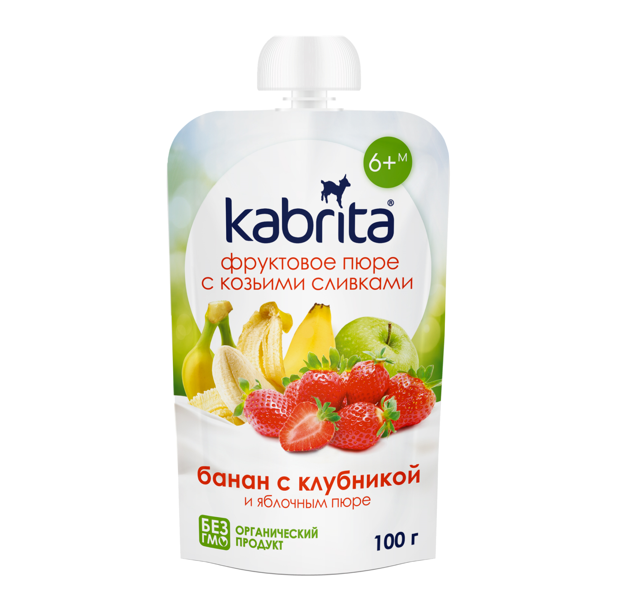 Kabrita пюре фруктовое с козьими сливками банан и клубника ябл с 6мес 100г Kabrita пюре фруктовое с козьими сливками банан и клубника ябл с 6мес 100г