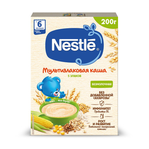 Nestle каша 5 злаков безмолочная с 6мес 250г Nestle каша 5 злаков безмолочная с 6мес 250г