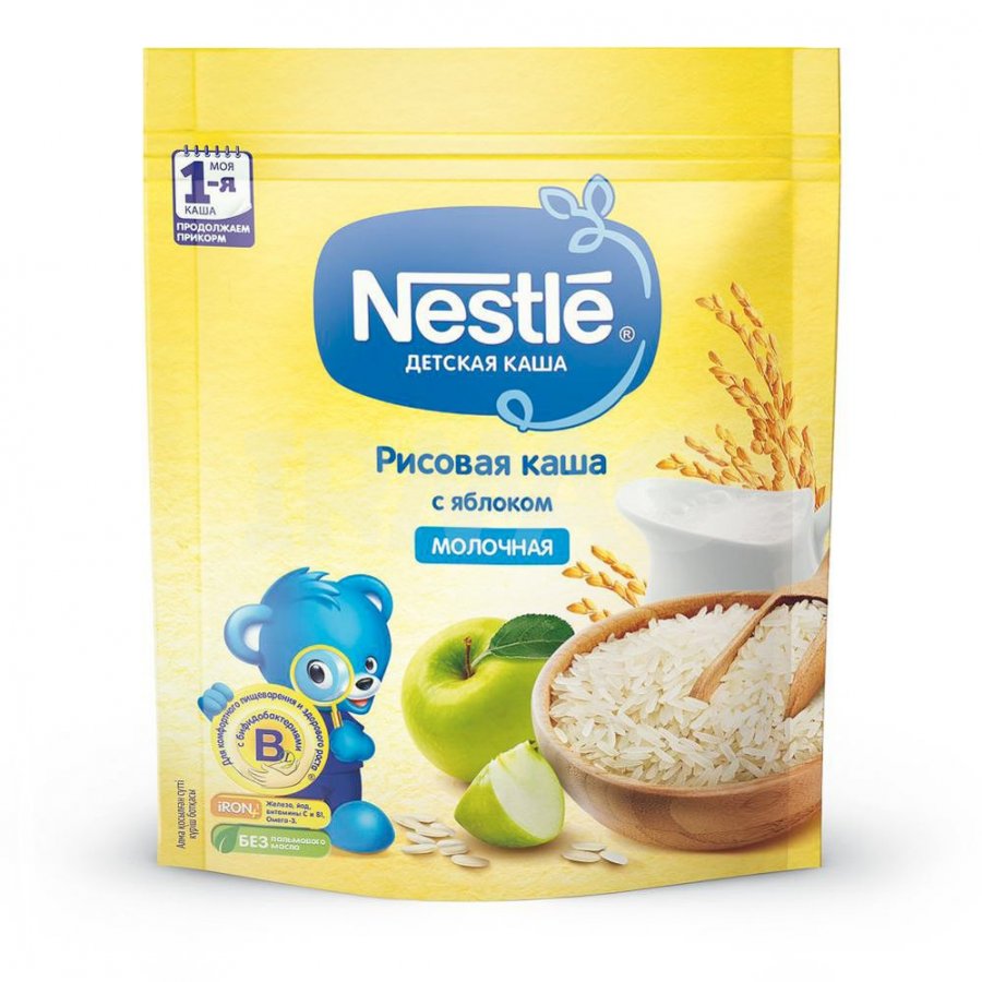 Nestle каша молочная рисовая с яблоком с 4мес 200г