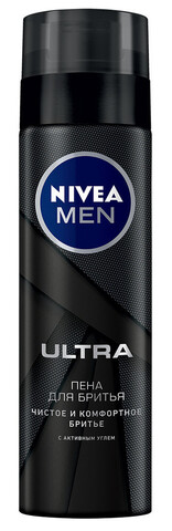 Nivea men ultra пена для бритья с активным углем 200мл Nivea men ultra пена для бритья с активным углем 200мл