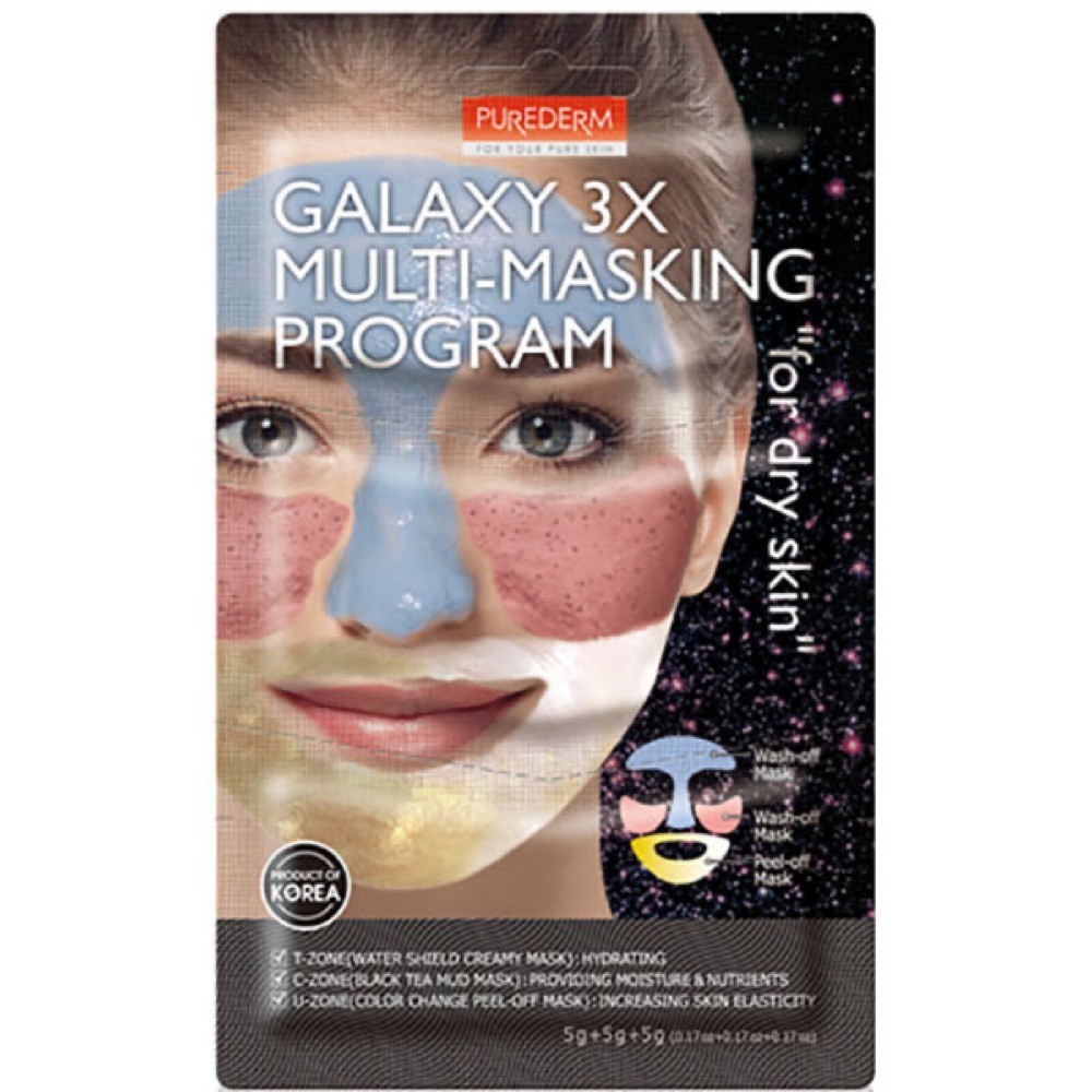 Программа маска. Purederm Galaxy 3x Multi-Masking program for Dry Skin. Маска для лица Galaxy 3x Multi-Masking program 