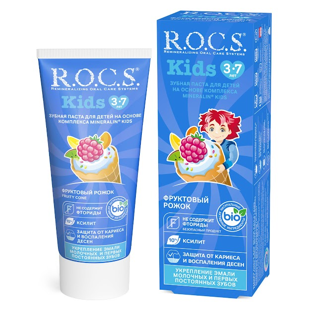 Rocs зуб паста фруктовый рожок для детей от 4-7 лет 45г