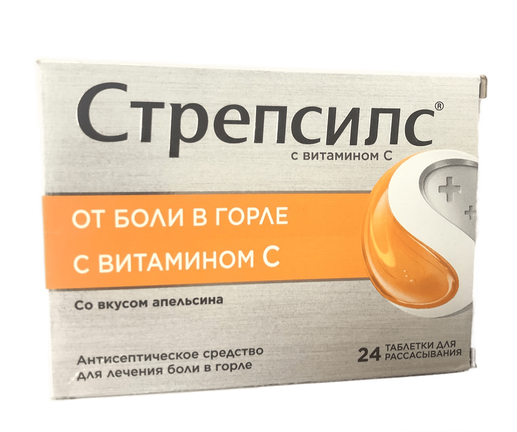 Стрепсилс таб. д/рас. вит С апельсиновые №24
